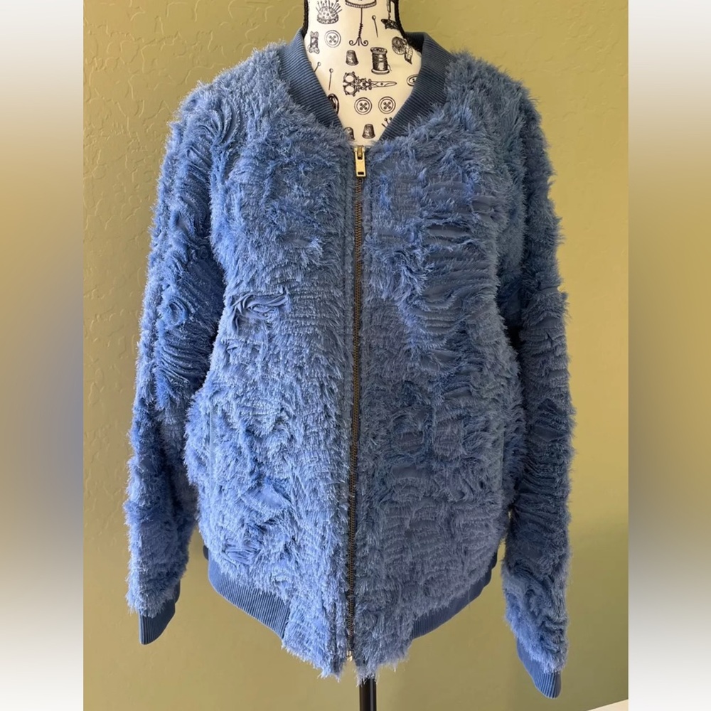Banana Republic Blue Textured Bomber Jacket